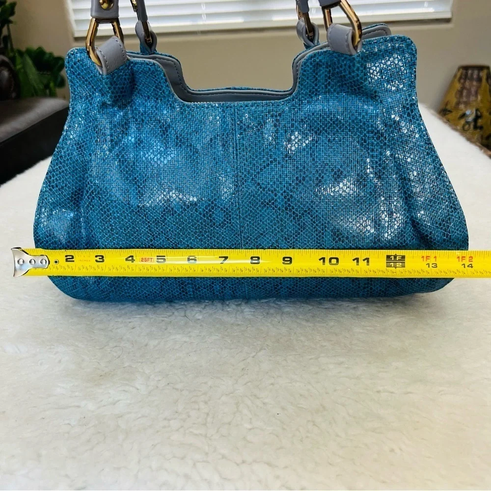 Lupuy Snakes Skin Print Blue/Gray Leather Handbag/Satchels Bag